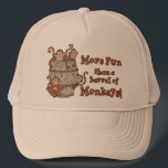 Barrel of Monkeys hat<br><div class="desc">Funny saying with a cute cartoon of a barrel full of monkeys! Available on any color hat, and also on t-shirts & s!</div>