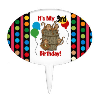 Barrel of Monkeys Third Birthday Cake Topper