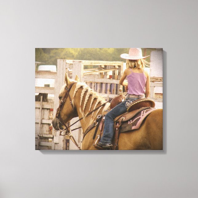 Barrel Race Girl and Horse Canvas Print (Front)