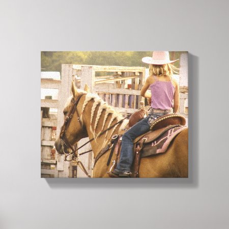 Barrel Race Girl And Horse Canvas Print