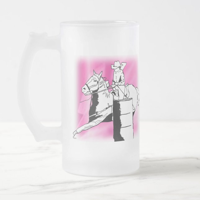 Barrel Racer 302 Frosted Glass Beer Mug (Left)