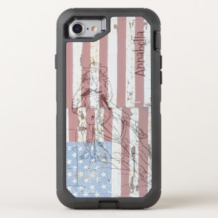 Barrel Racer (American Flag II) OtterBox Defender iPhone SE/8/7 Case