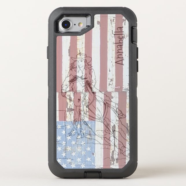 Barrel Racer (American Flag II) Otterbox iPhone Case (Back)