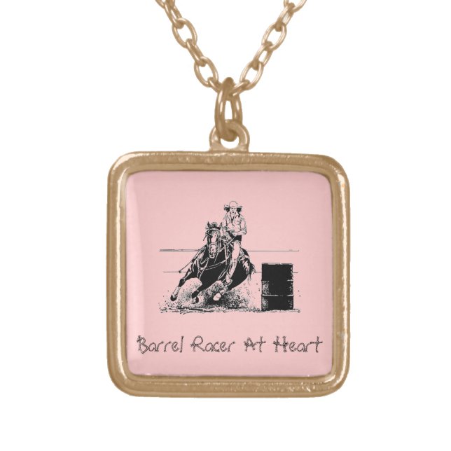 Barrel Racer At Heart Gold Plated Necklace (Front)