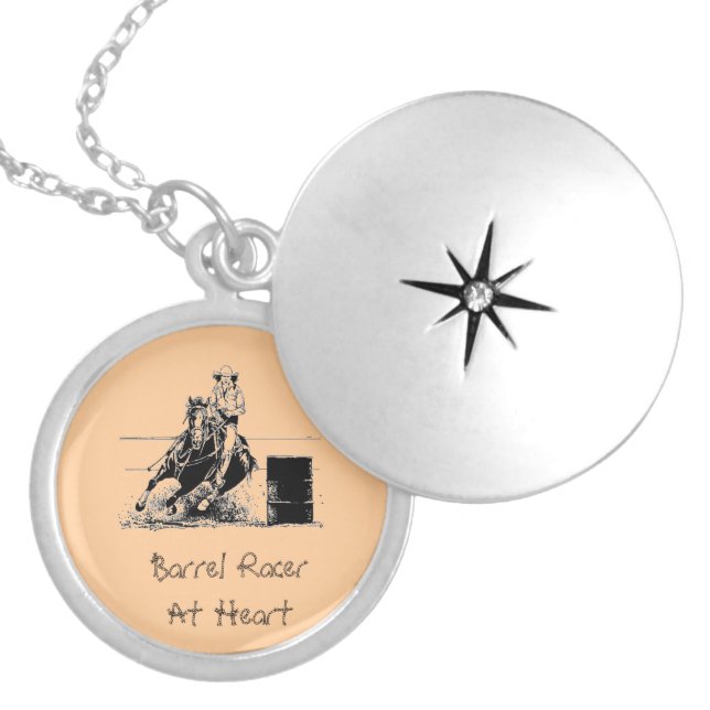 Barrel Racer At Heart Silver Plated Necklace (Front)