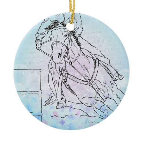 Barrel Racer (blue/flowers/letter) Ceramic Ornament