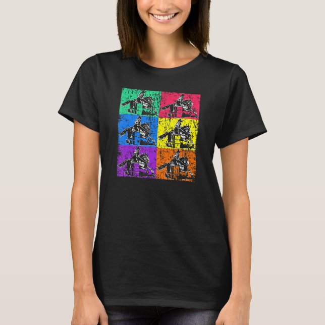 Barrel Racer Cowgirl Pop Rodeo Horse Barrel Racing T-Shirt (Front)