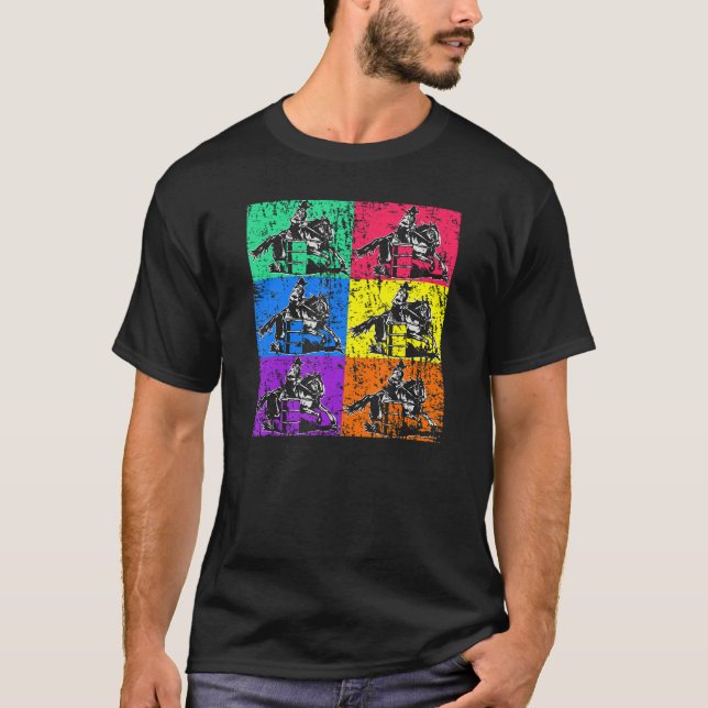 Barrel Racer Cowgirl Pop Rodeo Horse Barrel Racing T-Shirt (Front)
