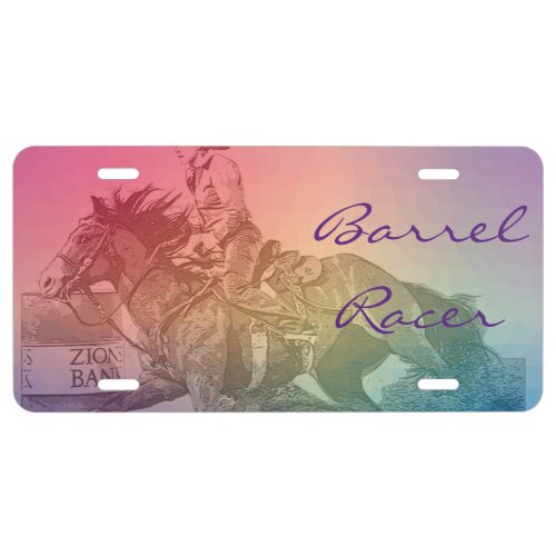 Barrel Racer II rainbow mosiac License Plate