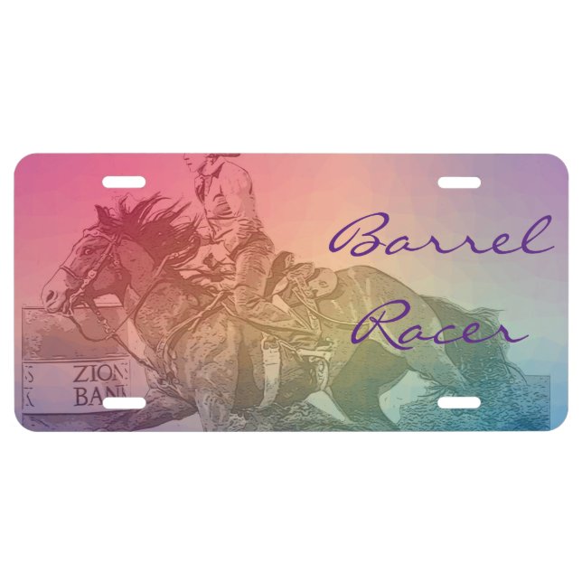 Barrel Racer II (rainbow mosiac) License Plate (Front)