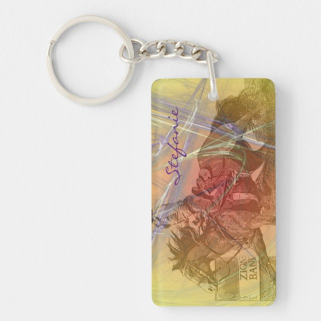 Barrel Racer II (yellow orange swirl) Keychain (Front)