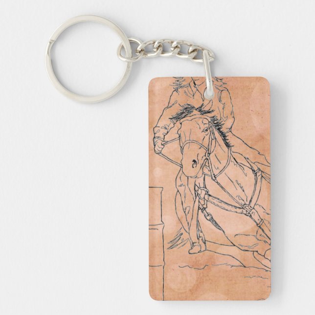 Barrel Racer (Orange Circles) Keychain (Front)