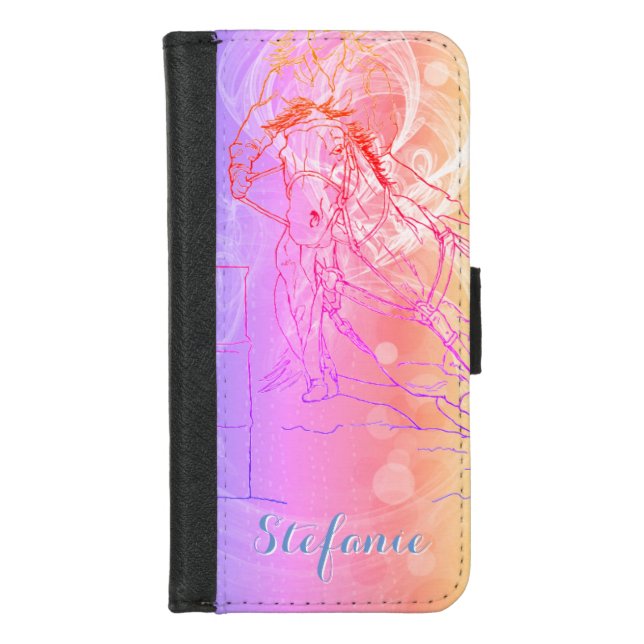 Barrel Racer (pink and orange) iPhone Wallet Case (Front)