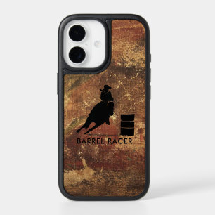Barrel Racer Silhouette on Brown Grunge iPhone 17 Case