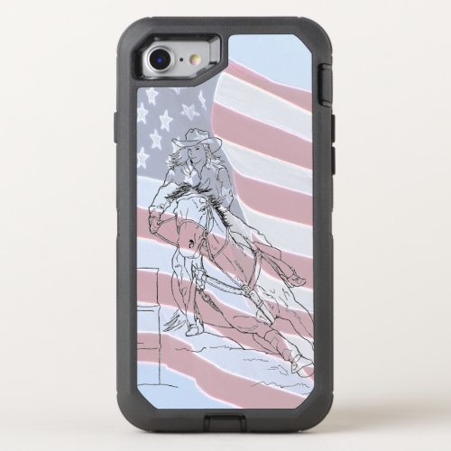 Barrel Racer with an American Flag OtterBox Defender iPhone SE87 Case