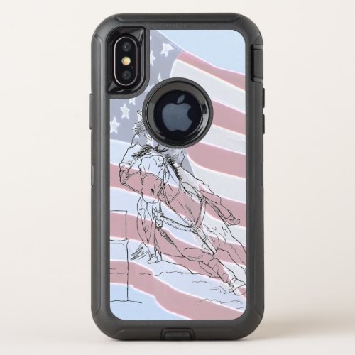 Barrel Racer with an American Flag OtterBox Defender iPhone XS Case