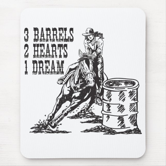 Barrel Racing 3 Barrels 2 Hearts 1 Dream Mouse Pad (Front)