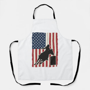 Barrel Racing American Flag Vintage Vector Design_ Apron