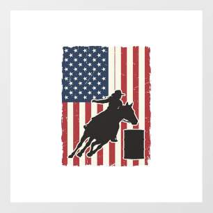 Barrel Racing American Flag Vintage Vector Design_ Floor Decals