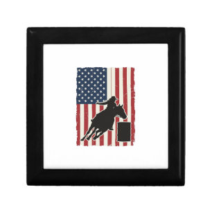 Barrel Racing American Flag Vintage Vector Design_ Gift Box
