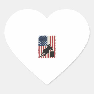 Barrel Racing American Flag Vintage Vector Design_ Heart Sticker