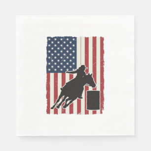 Barrel Racing American Flag Vintage Vector Design_ Napkins