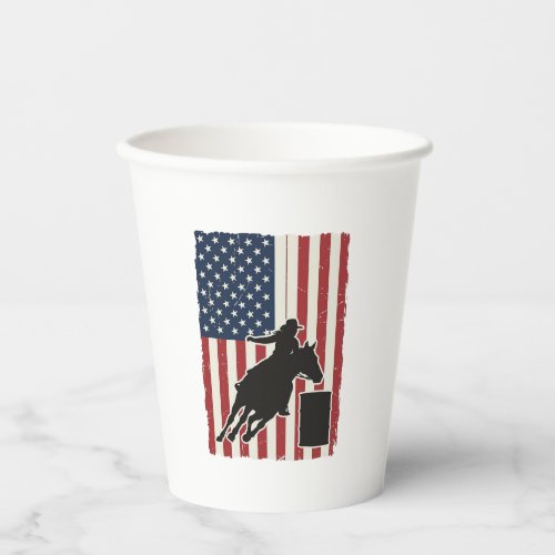 Barrel Racing American Flag Vintage Vector Design_ Paper Cups