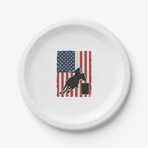 Barrel Racing American Flag Vintage Vector Design_ Paper Plates