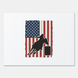 Barrel Racing American Flag Vintage Vector Design_ Sign