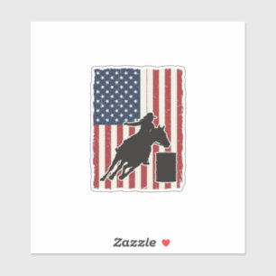 Barrel Racing American Flag Vintage Vector Design_ Sticker