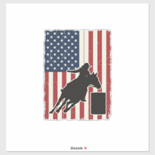 Barrel Racing American Flag Vintage Vector Design_ Sticker