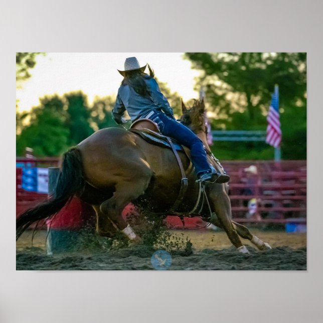 Barrel Racing at Dusk Poster (Front)