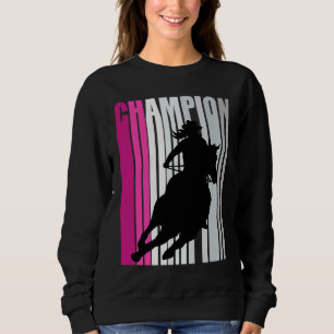 Barrel Racing Champion Horse Riding Pink Retro Cow Sweatshirt