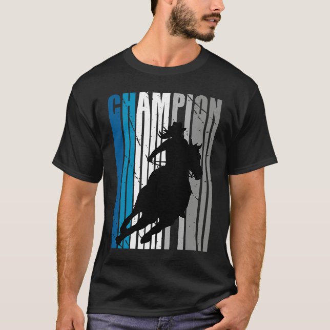 Barrel Racing Champion Horse Riding Teal Cowgirl W T-Shirt (Front)
