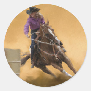 Barrel Racing Classic Round Sticker