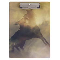 Barrel Racing Cowgirl and Horse Two Colors Clipboard