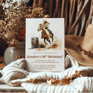 Barrel Racing, Cowgirl Birthday Party Invitation