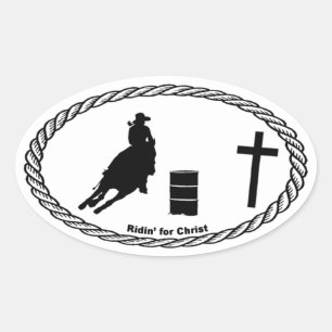 Barrel Racing Cross Euro Style Oval Sticker