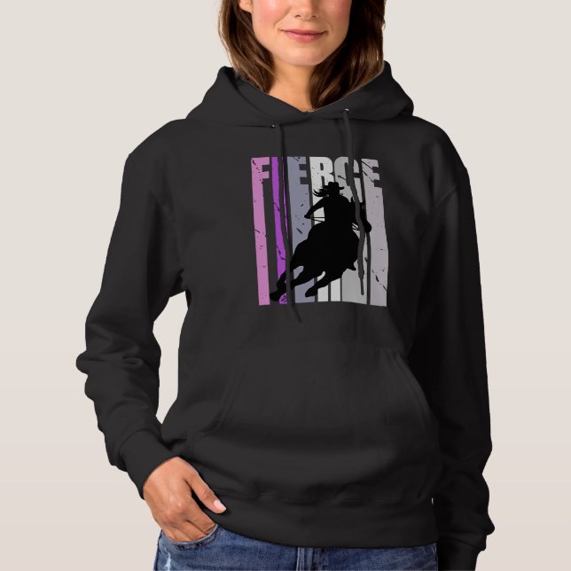 Barrel Racing Fierce Cowgirl Hat Western Girls Sou Hoodie (Front)