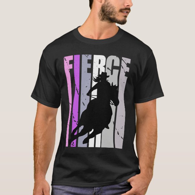 Barrel Racing Fierce Cowgirl Hat Western Girls Sou T-Shirt (Front)