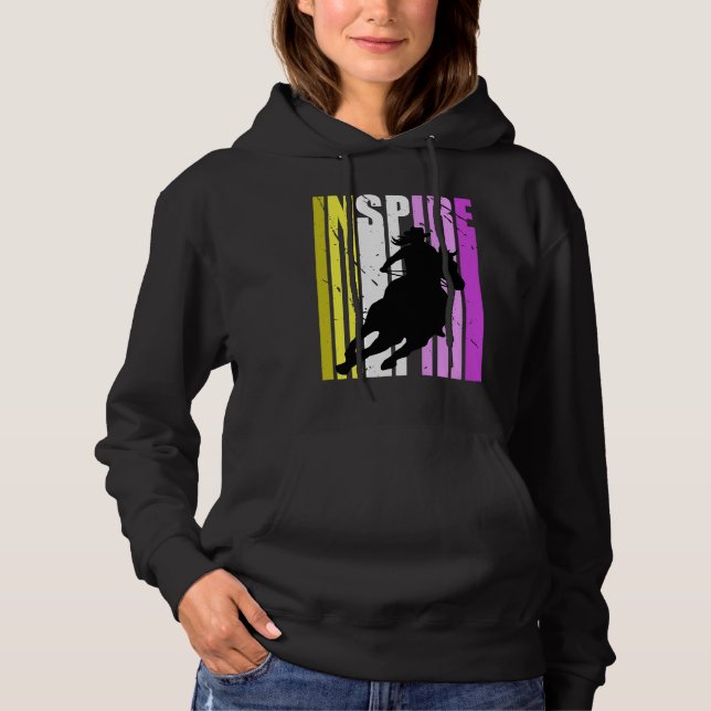 Barrel Racing Fierce Cowgirl Hat Western Pink Yell Hoodie (Front)