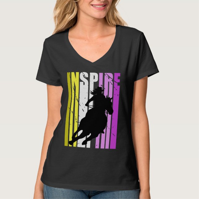 Barrel Racing Fierce Cowgirl Hat Western Pink Yell T-Shirt (Front)
