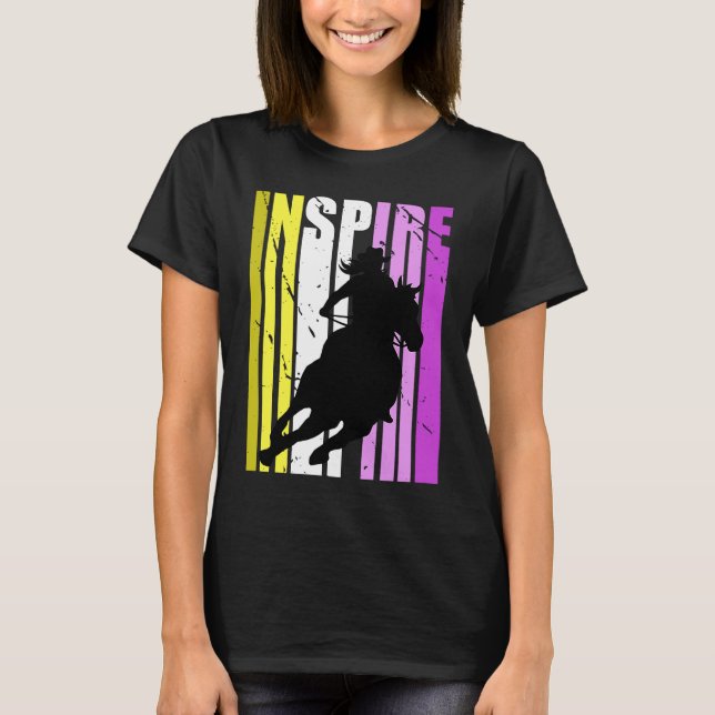 Barrel Racing Fierce Cowgirl Hat Western Pink Yell T-Shirt (Front)