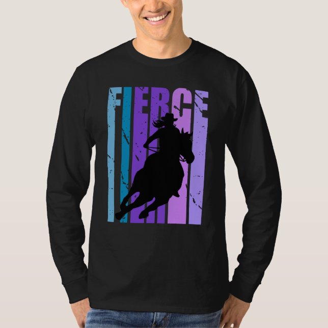 Barrel Racing Fierce Cowgirl Hat Western Theme Pur T-Shirt (Front)