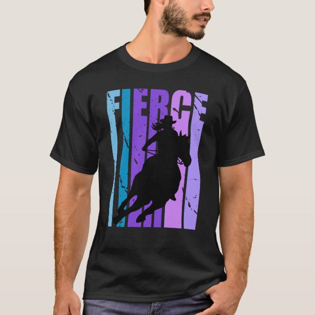 Barrel Racing Fierce Cowgirl Hat Western Theme Pur T-Shirt (Front)