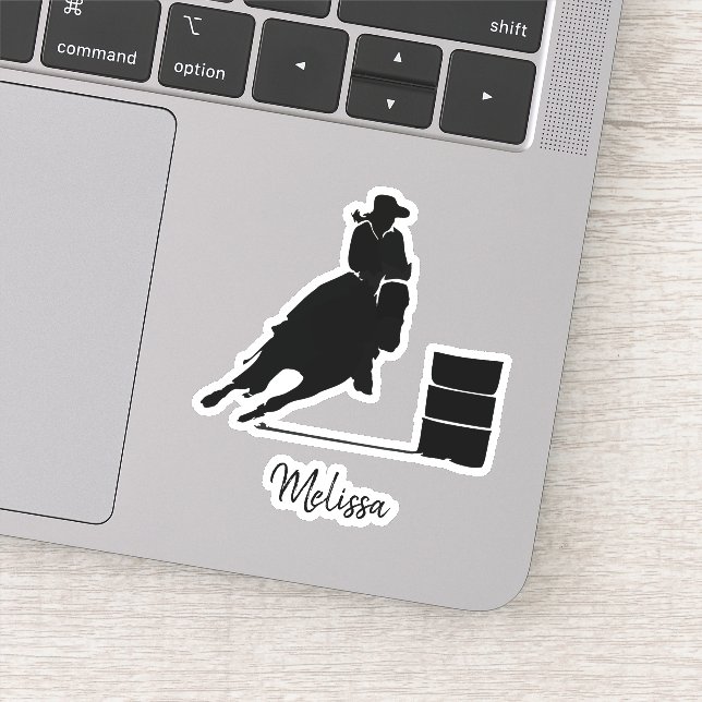Barrel Racing Girl Black Silhouette Illustration Sticker (Detail)