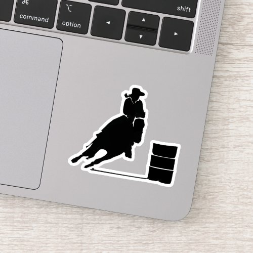 Barrel Racing Girl Black Silhouette Illustration Sticker