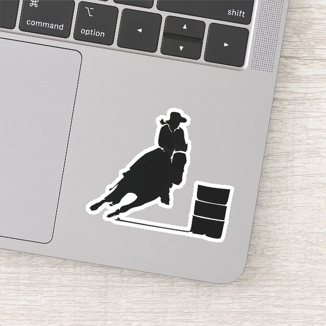 Barrel Racing Girl Black Silhouette Illustration Sticker (Detail)