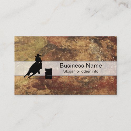 Barrel Racing Girl Silhouette on a Grunge Texture Business Card
