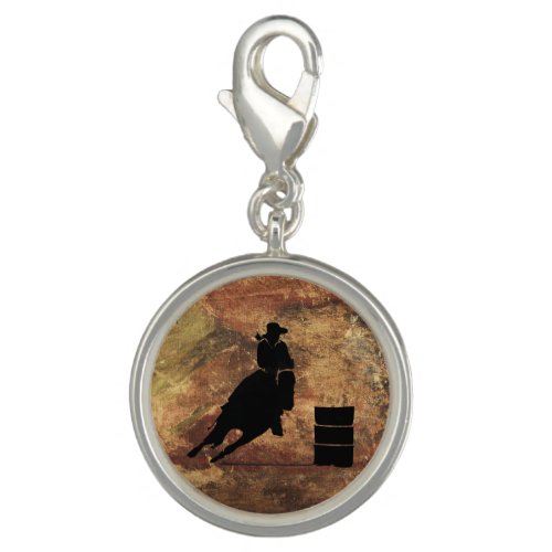 Barrel Racing Girl Silhouette on a Grunge Texture Charm
